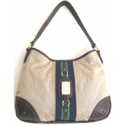 Tommy Hilfiger Leeds Hobo Handbag, Beige / Green & Navy Stripe, Brown Trims - Hand bag - $59.98 