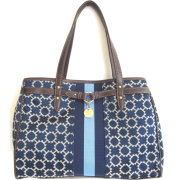 Tommy Hilfiger Logo Charm Medium Shopper Tote Handbag, Blue - Hand bag - $105.00 