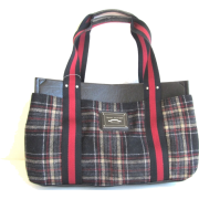 Tommy Hilfiger Medium Iconic Tote Satchel Handbag, Multi/ Plaid, Black/ Red Stripe - Hand bag - $69.98 