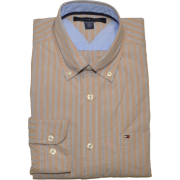 Tommy Hilfiger Men Classic Fit Striped Logo Shirt Beige/white/navy - Srajce - dolge - $39.99  ~ 34.35€