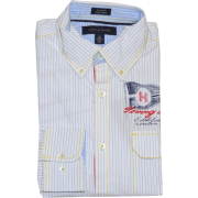 Tommy Hilfiger Men Custom Fit Front Pocket Striped Shirt White/Light Blue - Košulje - duge - $34.99  ~ 222,28kn