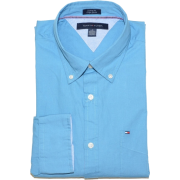Tommy Hilfiger Men Custom Fit Logo Long Sleeve Shirt Cerulean frost blue - Košulje - duge - $39.99  ~ 34.35€