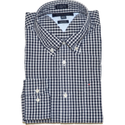 Tommy Hilfiger Men Custom Fit Plaid Long Sleeve Shirt Navy/White - Košulje - duge - $41.99  ~ 36.06€