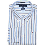 Tommy Hilfiger Men Custom Fit Striped Long Sleeve Shirt White/Black/Blue - Košulje - duge - $39.99  ~ 34.35€