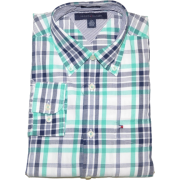Tommy Hilfiger Men Custom fit Checkard Long Sleeve Shirt White/light green/navy - Košulje - duge - $39.99  ~ 254,04kn