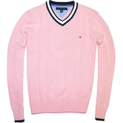 Tommy Hilfiger Men Logo V-Neck Sweater Pink - Pullovers - $44.99 