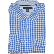 Tommy Hilfiger Men Plaid Long Sleeve Logo Linen Shirt Blue/White - Košulje - duge - $41.99  ~ 36.06€