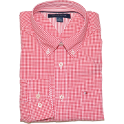 Tommy Hilfiger Men Plaid Long Sleeve Logo Shirt Red/White - Košulje - duge - $34.99  ~ 30.05€