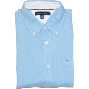 Tommy Hilfiger Men Short Sleeve Logo Linen Shirt Light Blue - Košulje - kratke - $39.99  ~ 254,04kn