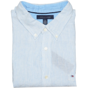 Tommy Hilfiger Men Short Sleeve Striped Linen Shirt Light Blue/White - Košulje - kratke - $39.99  ~ 254,04kn