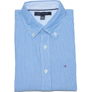 Tommy Hilfiger Men Striped Short Sleeve Logo Shirt Blue/White - Košulje - kratke - $37.99  ~ 241,33kn