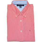 Tommy Hilfiger Men Striped Short Sleeve Logo Shirt Red/White - Košulje - kratke - $37.99  ~ 241,33kn