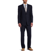 Tommy Hilfiger Men's 2 Button Side Vent Trim Fit Plaid Suit with Flat Front Pant Blue - Suits - $207.75 