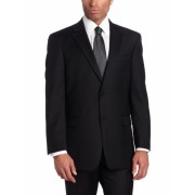 Tommy Hilfiger Men's 2 Button Side Vent Trim Fit Stripe Suit with Flat Front Pant Black - Suits - $161.85 