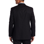 Tommy Hilfiger Men's 2 Button Side Vent Trim Fit Stripe Suit with Flat Front Pant Grey - Suits - $230.84 