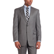 Tommy Hilfiger Men's 2 Button Side Vent Trim Fit Stripe Suit with Flat Front Pant and Peak Lapel Gray - Suits - $207.75 