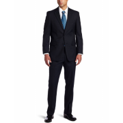 Tommy Hilfiger Men's 2 Button Side Vent Trim Fit Suit with Flat Front Pant Navy - Sakkos - $207.76  ~ 178.44€