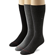 Tommy Hilfiger Men's 3 Pack Dress Flat Knit Crew Socks Flannel/graphite/black - Underwear - $18.00 