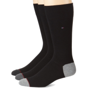 Tommy Hilfiger Men's 3 Pack Heel Toe Flatknit Crew Socks Black - Underwear - $16.00 