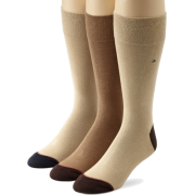 Tommy Hilfiger Men's 3 Pack Heel Toe Flatknit Crew Socks Khaki/camel - Underwear - $16.00 