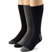 Tommy Hilfiger Men's 3 Pack Heel Toe Flatknit Crew Socks Navy/Charcoal/Black - Underwear - $16.00 