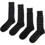 Tommy Hilfiger Men's 4-pack Over-the-calf Dress Socks, Black / Ivory Polk-a-dot / (Fits Men's Shoe Size 7-12) - Underwear - $31.20 