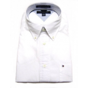 Tommy Hilfiger Men's Cotton Button-down Oxford Dress Shirt in Solid White (Plain White with Logo) - Košulje - kratke - $58.00  ~ 368,45kn