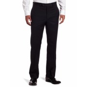 Tommy Hilfiger Men's Flat Front Trim Fit 100% Wool Suit Separate Pant Navy Slim Stripe - Pants - $53.28 