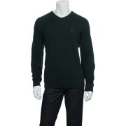 Tommy Hilfiger Men's Green V-Neck Sweater Dark Green - Srajce - dolge - $39.98  ~ 34.34€