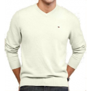 Tommy Hilfiger Men's Ivory V-Neck Sweater Ivory - Пуловер - $39.98  ~ 34.34€