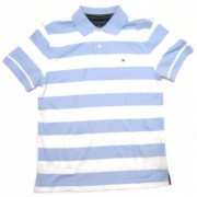 Tommy Hilfiger Men's Striped Polo Shirt in Light Blue, White (SLIM FIT) - Košulje - kratke - $55.00  ~ 349,39kn