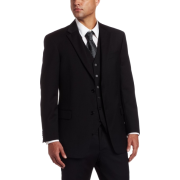 Tommy Hilfiger Men's Two Button Trim Fit 100% Wool Suit Separate Coat Black Solid - Sakoi - $124.70  ~ 107.10€