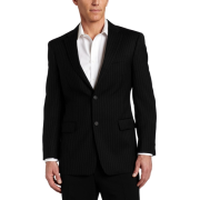 Tommy Hilfiger Men's Two Button Trim Fit 100% Wool Suit Separate Coat Black pin stripe - Suits - $124.70 
