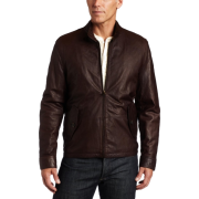 Tommy Hilfiger Men's Washed Leather Barracuda Collar Jacket Brown - Jacket - coats - $330.00 