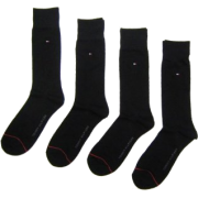 Tommy Hilfiger Mens 4-pack Over-the-calf Dress Socks, Solid Black (Fits Mens Shoe Size 7-12) - Underwear - $31.20 