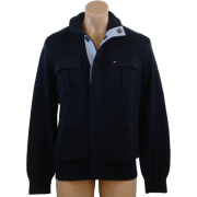 Tommy Hilfiger Mens Button Front Cardigan Logo Sweater Navy - Cardigan - $79.99 