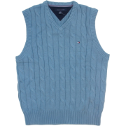 Tommy Hilfiger Mens Cable Knit Logo Sweater Vest Blue - Vests - $54.99 
