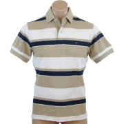 Tommy Hilfiger Mens Classic Fit Short Sleeve Striped Logo Polo Shirt Beige/White/Navy - Košulje - kratke - $49.99  ~ 317,57kn