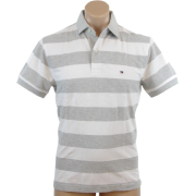 Tommy Hilfiger Mens Classic Fit Short Sleeve Striped Logo Polo Shirt Gray/White - Košulje - kratke - $49.99  ~ 317,57kn