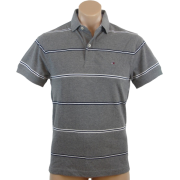 Tommy Hilfiger Mens Classic Fit Short Sleeve Striped Logo Polo Shirt Gray - Košulje - kratke - $49.99  ~ 317,57kn