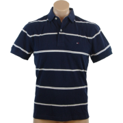 Tommy Hilfiger Mens Classic Fit Short Sleeve Striped Logo Polo Shirt Navy - Košulje - kratke - $49.99  ~ 317,57kn