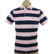 Tommy Hilfiger Mens Classic Fit Short Sleeve Striped Logo Polo Shirt Pink/Navy - Košulje - kratke - $49.99  ~ 317,57kn