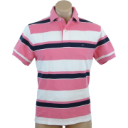 Tommy Hilfiger Mens Classic Fit Short Sleeve Striped Logo Polo Shirt Pink/White/Navy - Košulje - kratke - $49.99  ~ 317,57kn