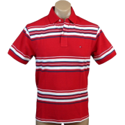 Tommy Hilfiger Mens Classic Fit Short Sleeve Striped Logo Polo Shirt Red - Košulje - kratke - $49.99  ~ 317,57kn