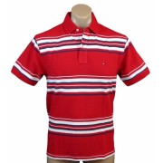 Tommy Hilfiger Mens Classic Fit Short Sleeve Striped Logo Polo Shirt Red - Košulje - kratke - $49.99  ~ 317,57kn