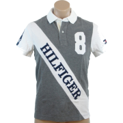 Tommy Hilfiger Mens Custom Fit #8 Logo Polo Shirt Gray/White - Košulje - kratke - $54.99  ~ 349,33kn