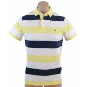 Tommy Hilfiger Mens Custom Fit Knit Short Sleeve Logo Polo Shirt Yellow/White/Navy - Košulje - kratke - $44.99  ~ 285,80kn