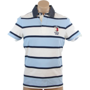 Tommy Hilfiger Mens Custom Fit Logo Rugby Polo Shirt Light Blue/White/Navy - Košulje - kratke - $49.99  ~ 317,57kn