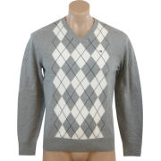 Tommy Hilfiger Mens Long Sleeve Argyle V-Neck Pullover Sweater Gray/White - Maglioni - $49.99  ~ 42.94€