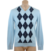 Tommy Hilfiger Mens Long Sleeve Argyle V-Neck Pullover Sweater Light Blue/Navy - Swetry - $49.99  ~ 42.94€